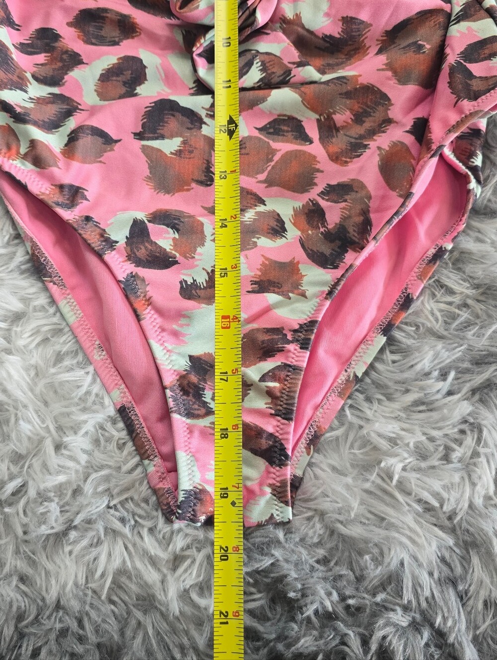Womens Pink Leopard Print One-Piece Swimsuit, Size 38 - Picture 7 of 11